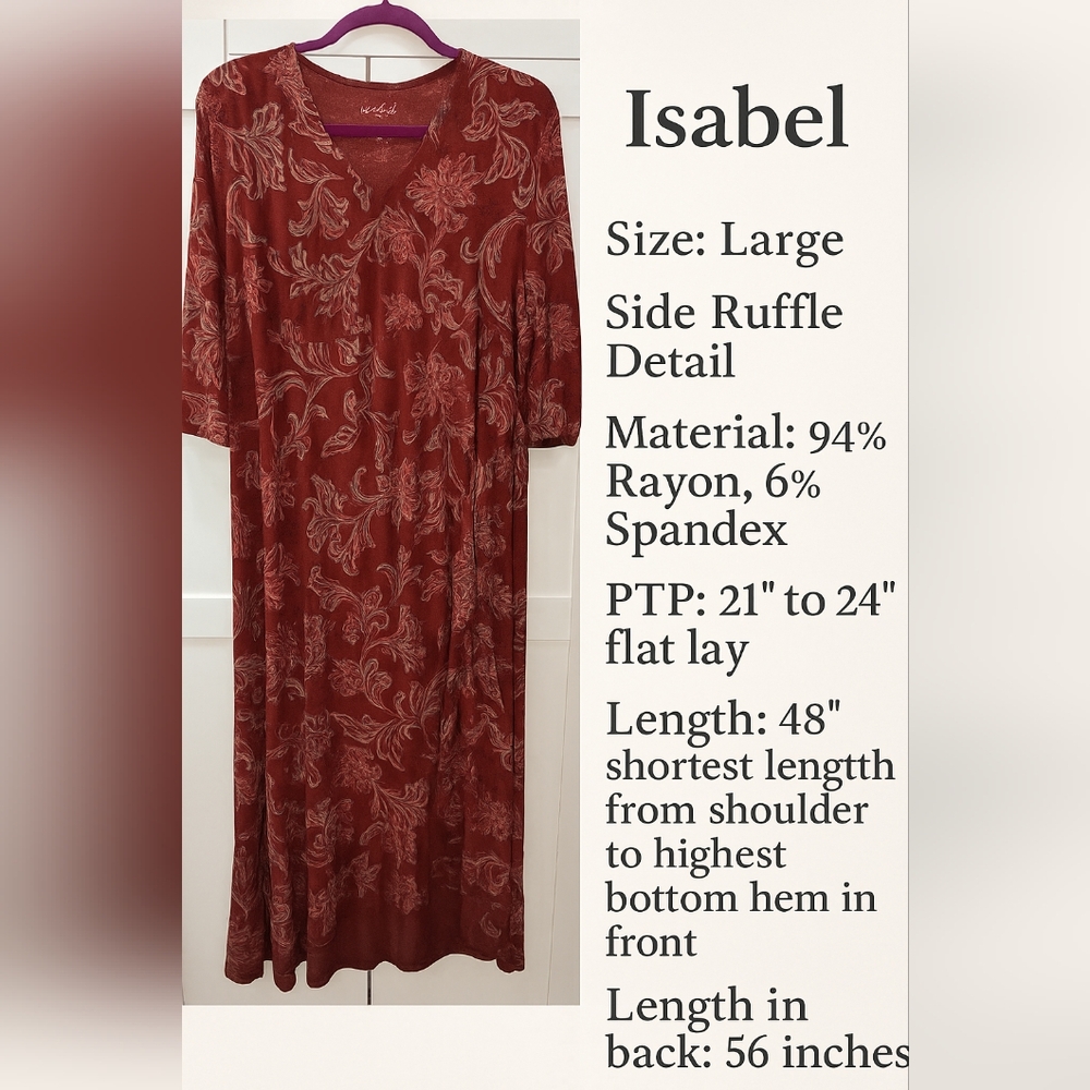 Isabel Burgundy Floral Midi Dress – Size Large